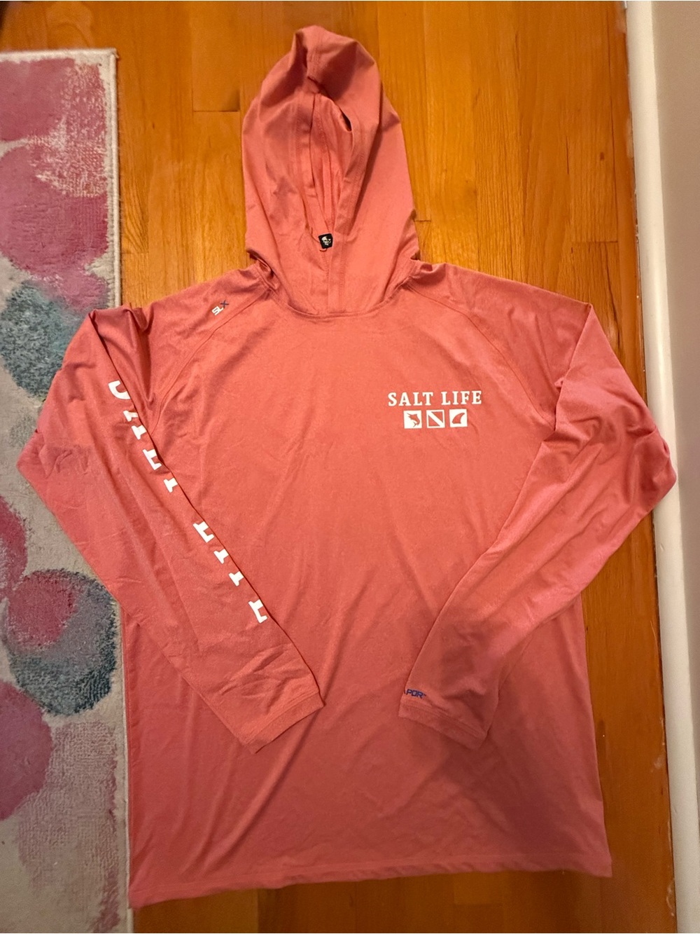 Salt Life Men’s Hooded Long Sleeve Swim Shirt - Coral Pink